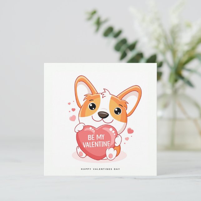 Funny Valentines Day Card - Corgi Dog Card (Standing Front)