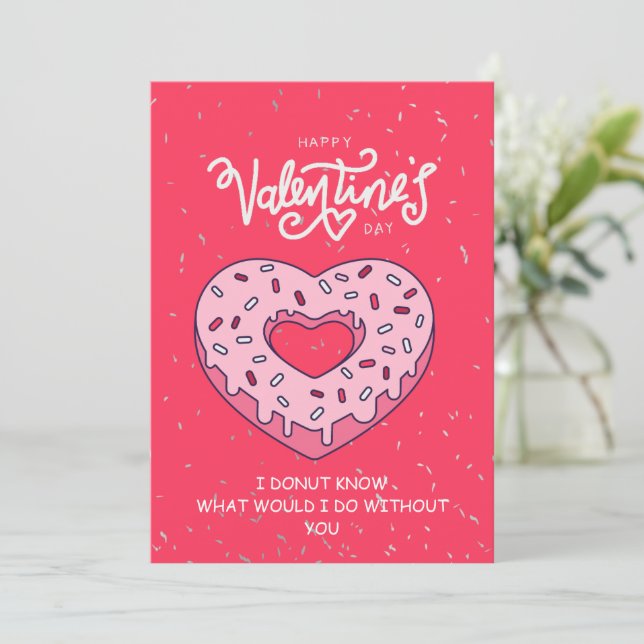 Funny Valentine's Day Card Donut Anniversary Card (Standing Front)