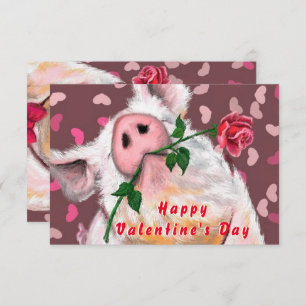 Funny Valentine's Day Card Gentleman Pig with Rose