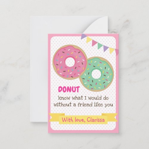 Funny Valentines Day Card Girls Donut Classroom