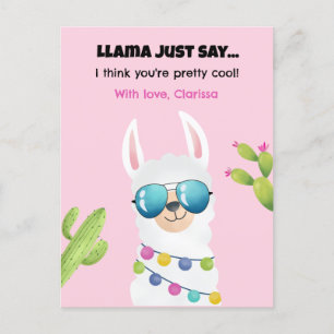Funny Valentines Day Card Kids - Llama (Classroom)