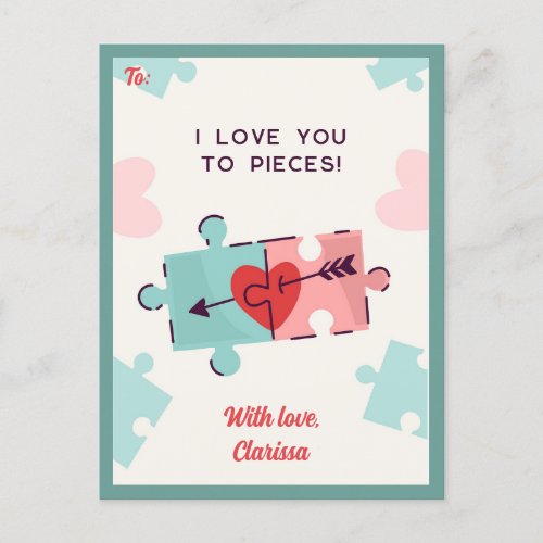 Funny Valentines Day Card Kids Puzzle Classroom