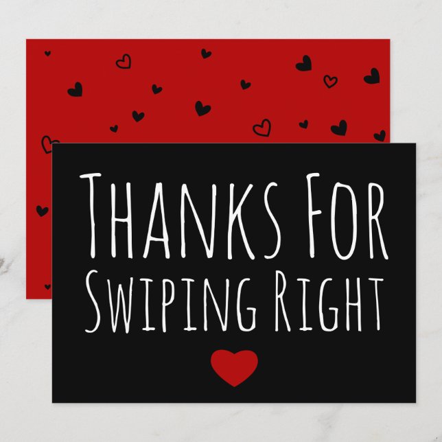 Funny Valentine's Day Card Thanks For Swipe Right (Front/Back)