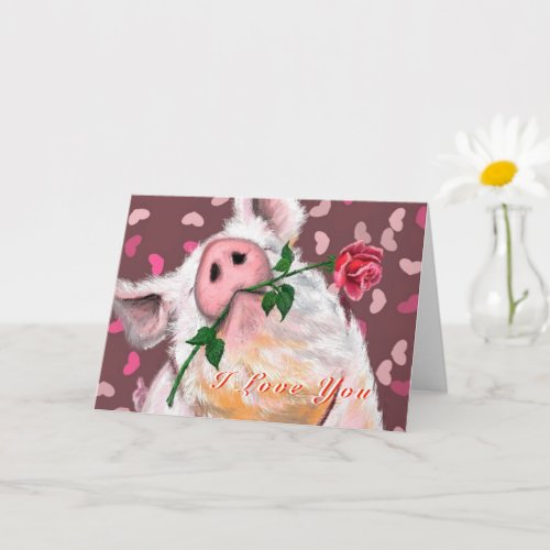 Funny Valentines Day Card with Gentleman Pig