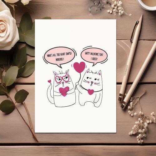 Funny Valentines Day Cat Couple Foil Greeting Card