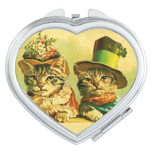 FUNNY VALENTINE'S DAY CATS HEART MAKEUP MIRROR