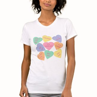 Funny Valentine's Day conversation hearts T-shirt