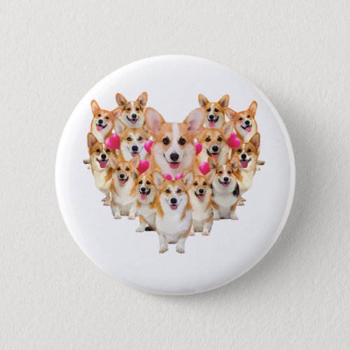 Funny Valentines Day Corgi Heart Gift Dog Lover Button