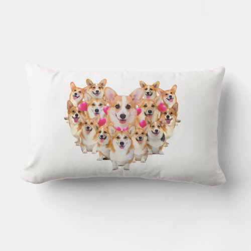 Funny Valentines Day Corgi Heart Gift Dog Lover Lumbar Pillow
