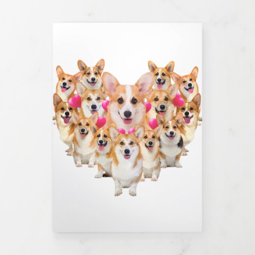 Funny Valentines Day Corgi Heart Gift Dog Lover Tri_Fold Announcement