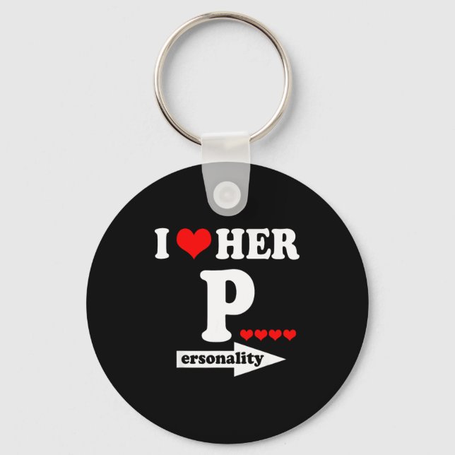 Funny Valentine's Day Couple Matching I Love Her I Keychain (Front)