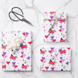 Funny Valentine's Day Cow Pattern Wrapping Paper Sheets