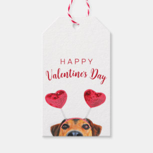 Funny Valentine's Day Cute Dog Heart Headband Gift Tags