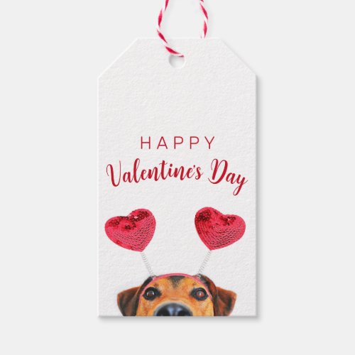 Funny Valentines Day Cute Dog Heart Headband Gift Tags