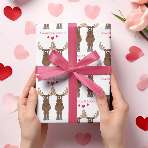 Funny Valentines Day Cute Fun Moose Custom Wrapping Paper