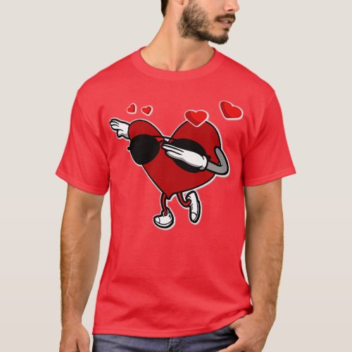 Funny Valentines Day Dabbing Heart Dancing T_Shirt