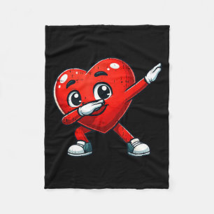 Funny Valentines Day Dabbing Heart Lover Men Kids Fleece Blanket