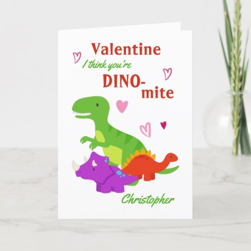 Funny Valentines Day Dino_mite Dinosaur Card