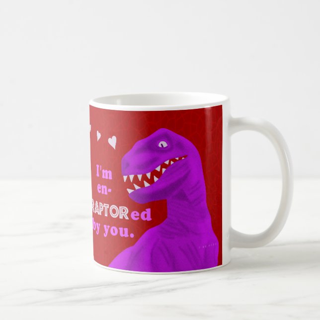 Funny Valentine's Day Dinosaur Raptor Pun Coffee Mug (Right)