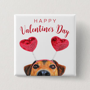 Funny Valentine's Day Dog Cute Heart Headband Button
