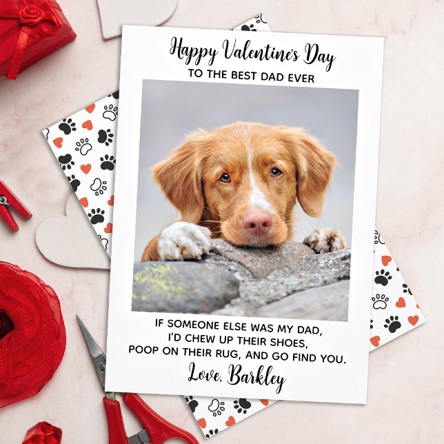 Funny Valentines Day DOG DAD Personalize Pet Photo Holiday Card (Creator Uploaded)