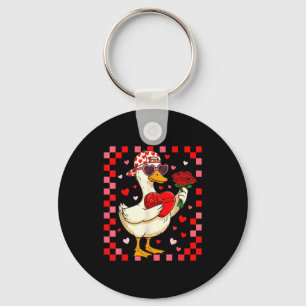 Funny Valentines Day Duck Heart Valentine Cud Kids Keychain