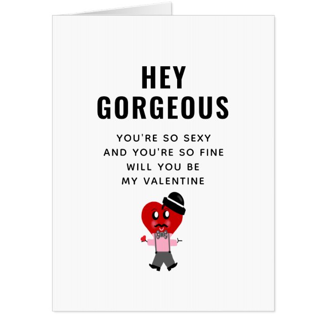 Funny Valentine's Day Girlfriend Poem Heart Big Card (Front)