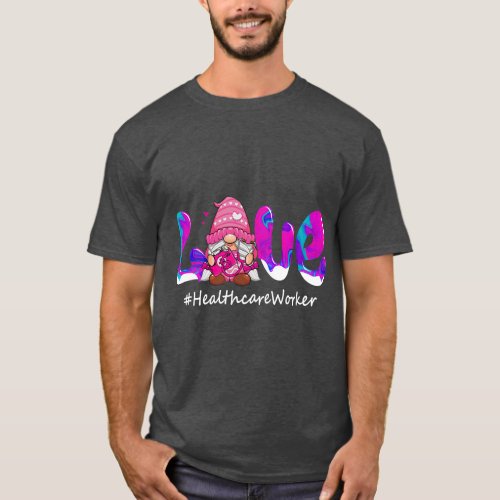 Funny Valentines Day Gnome Love Healthcare Worker  T_Shirt