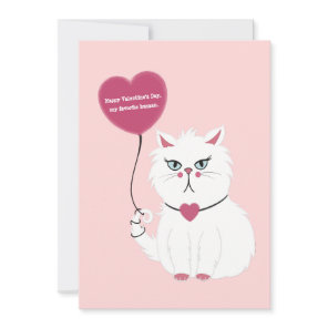 Funny Valentine's Day Grumpy White Cat Flat Card