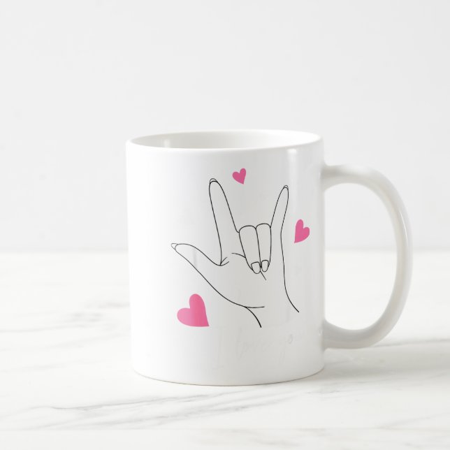 Funny Valentines Day Heart I Love You Hand Sign La Coffee Mug (Right)