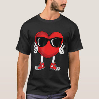 Funny Valentine'S Day Heart Peace Hand Boys Girls  T-Shirt