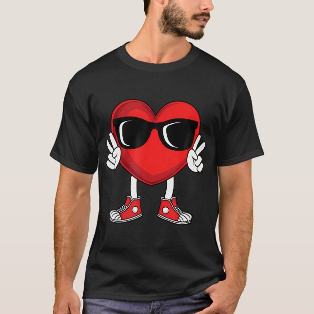 Funny Valentine'S Day Heart Peace Hand Boys Girls  T-Shirt (Front)