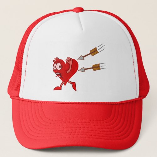 Funny Valentines Day Heart Running from Arrows Trucker Hat