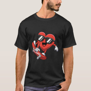 Funny Valentines Day Heart Skateboarding Boys Girl T-Shirt