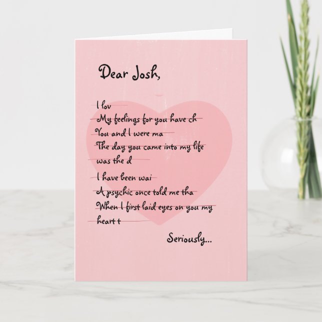 Funny Valentine's Day Humorous Heart Boyfriend Holiday Card (Front)