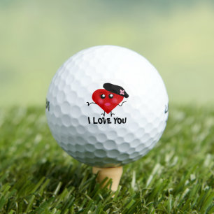 Funny Valentines Day I Love You Red Heart Mens Golf Balls