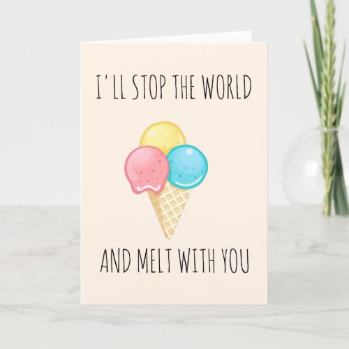Funny  Valentines Day Ice Cream Joke Couples Puns Thank You Card