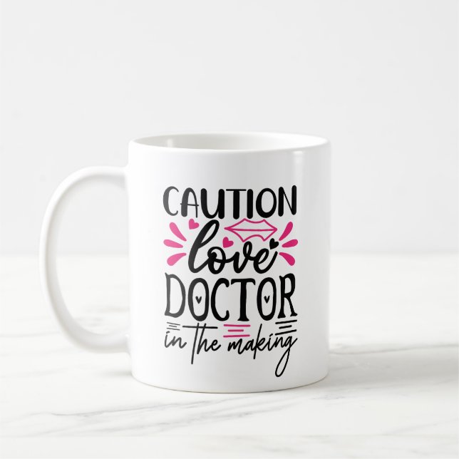 Funny Valentines Day Love Doctor Pink Hearts Coffee Mug (Left)