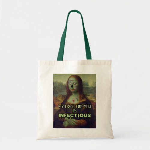 Funny Valentines Day Mona Lisa Zombie Love Tote Bag