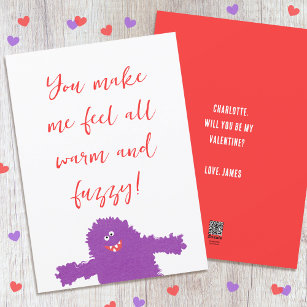 Funny Valentine's Day Monster Flat Holiday Card