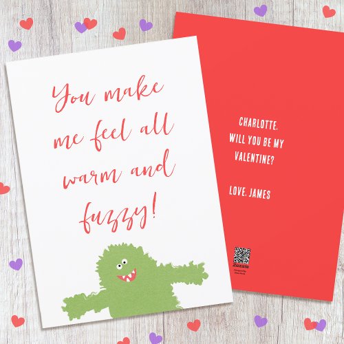 Funny Valentines Day Monster Green Flat Holiday Card