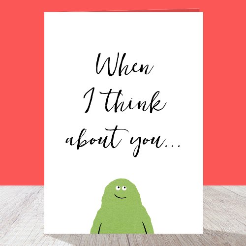 Funny Valentines Day Monster Green Folded Card