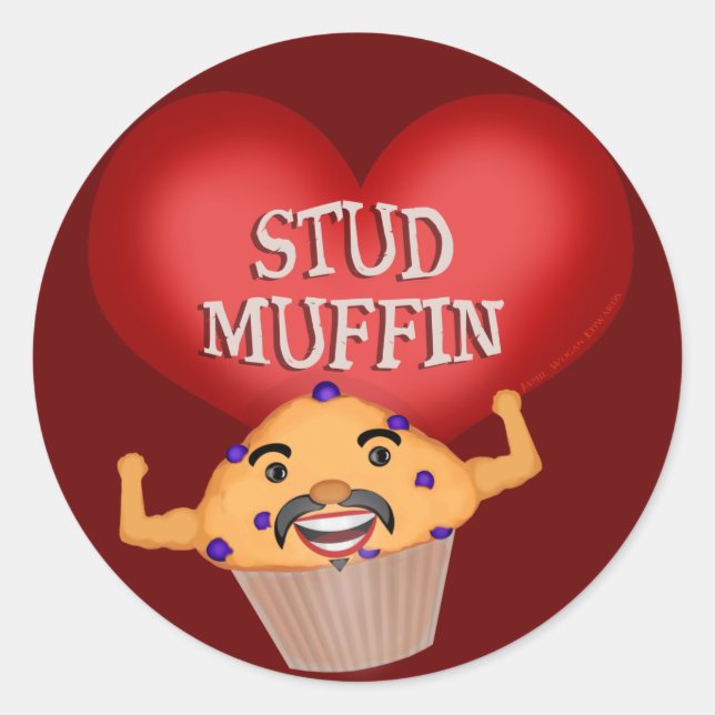 Funny Valentine's Day Muffin Sticker (Front)