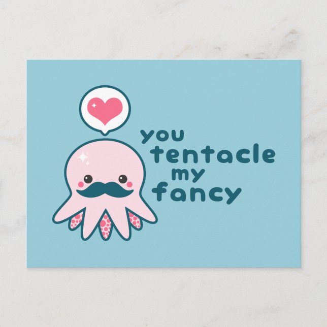 Funny Valentine's Day Octopus Holiday Postcard (Front)
