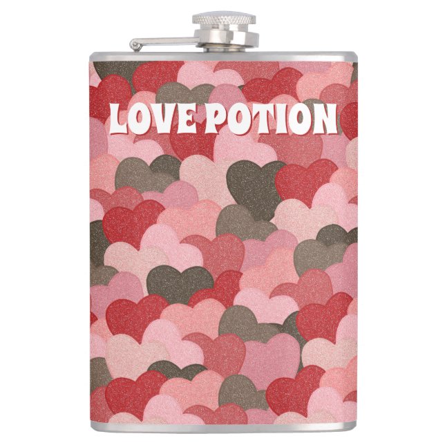 Funny Valentines Day Paper Hearts Love Potion Flask (Front)