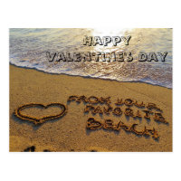 Funny Valentine's Day Pun Beach Heart Postcard