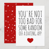 Funny Valentines Day Random Guy Dating App Card