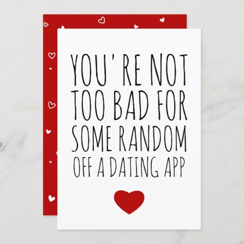 Funny Valentines Day Random Guy Dating App Card