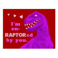 Funny Valentine's Day Raptor Dinosaur Pun Kids Postcard