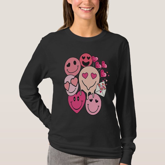Funny Valentine's Day retro smile heart candy T-Shirt (Front)